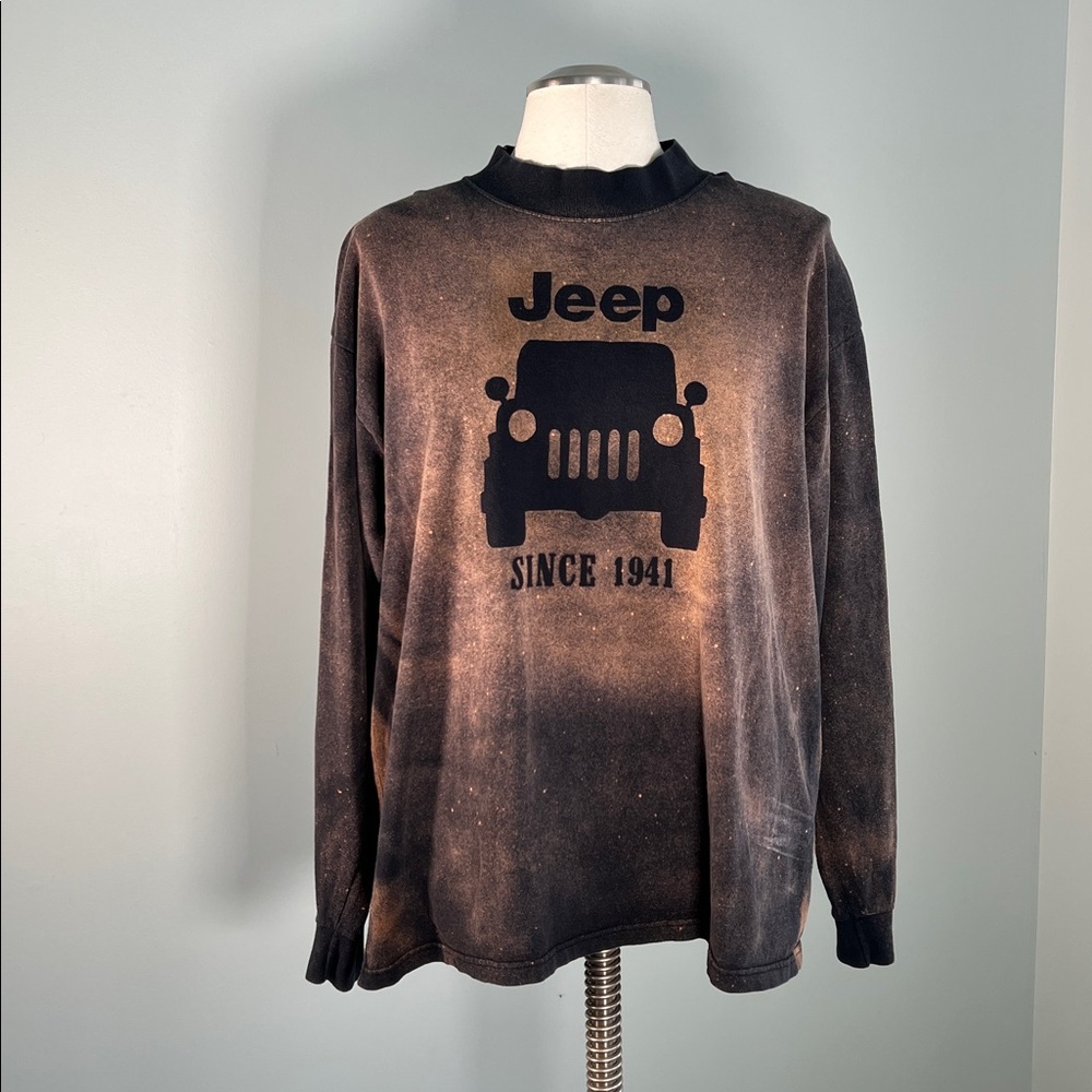 Lee Sport Jeep Branded Black and Brown Long Sleeve Cotton Crew Neck T-Shirt XL - Picture 2 of 6